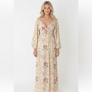 Roxy floral maxi dress boho size medium with waist cutout